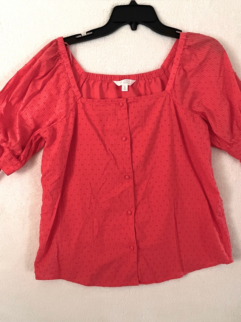 LC Lauren Conrad Coral Button-Front Square Neck Top